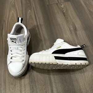 Puma Chunky Platform White Sneakers with Black Stripe